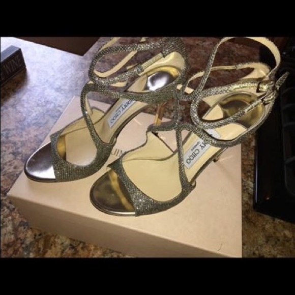 AUTHENTIC Jimmy Choo Lame Lang Glitter Sandals 8.5 - Picture 5 of 7